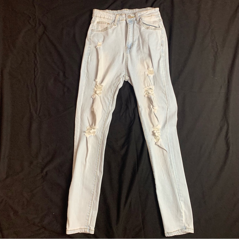 Women’s SHEIN Denim Light Blue Ripped Jeans Size XS
